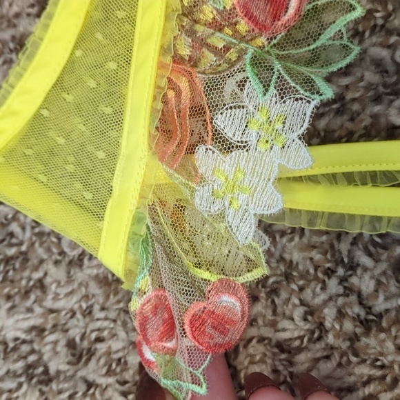 For Love And Lemons Mirabelle yellow floral cherry garter belt - Picture 7 of 10